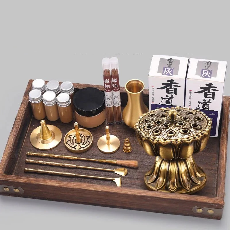 Brass Incense Burner Set Aromatherapy Production Kit Incense Mold Holder Yoga Meditation Home Aromatherapy