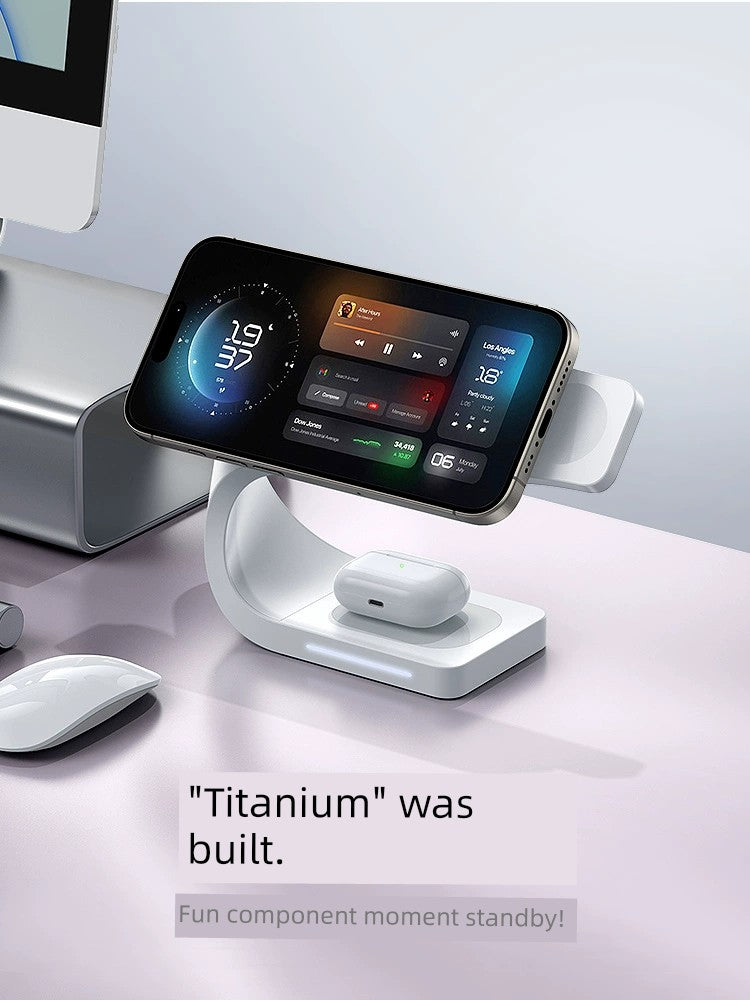 四合一无线充电器快速充电适用于MagSafe Apple Watch苹果手表支架IWatch桌面充电底座Airpodspro蓝牙耳机三合一磁吸