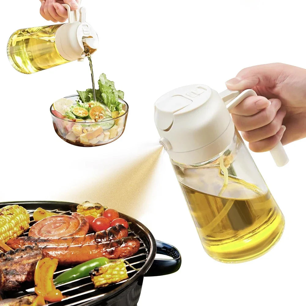 2 in 1 Glass Oil Sprayer & Dispenser Olive Oil Dispenser Bottle Kitchen Salad  Olive Oil Spray For Cooking BBQ Spray Bottle