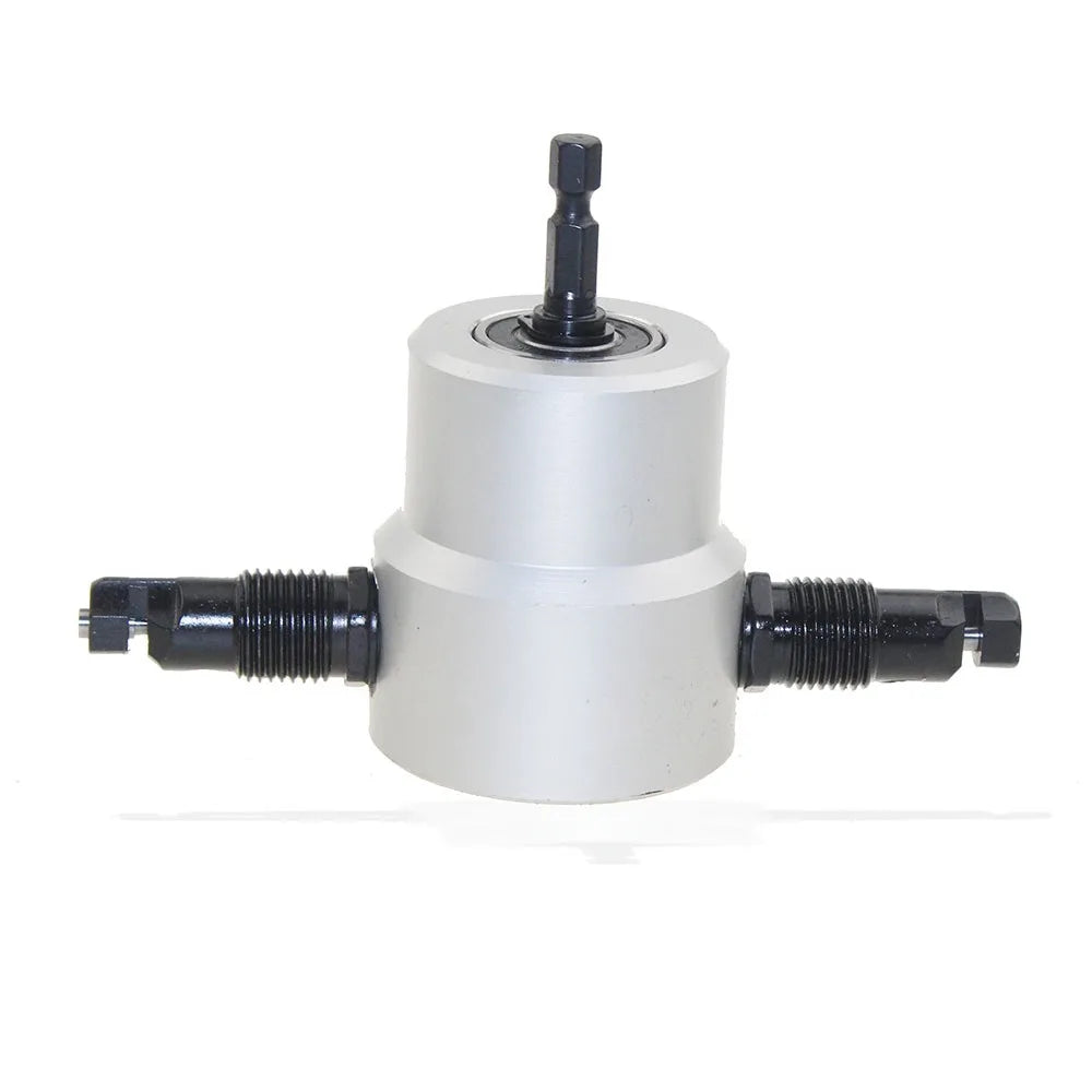 360 Degree Rotary Metal Cutting Double Head Sheet Nibbler Saw Cutter Tool Drill Attachment Free Cutting Tool Nibbler Sheet Metal