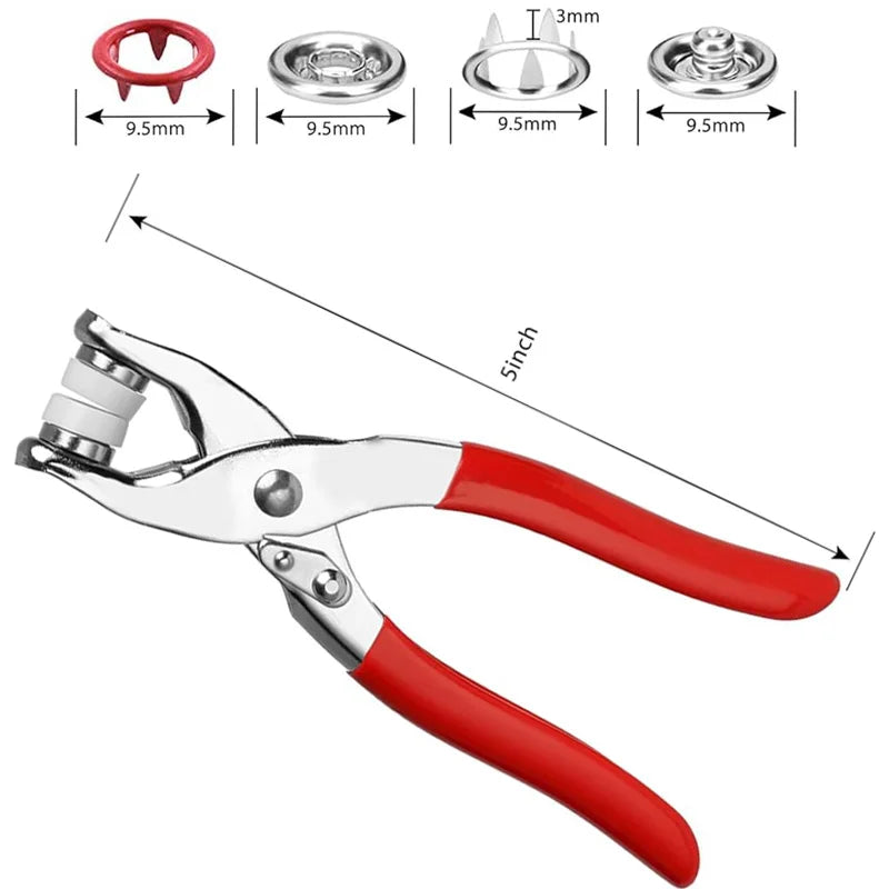 9.5Mm Metal Hollow Five-Claw Snap Button for Installing Clothes Bag Sewing and DIY Craft Hand Pliers Tool