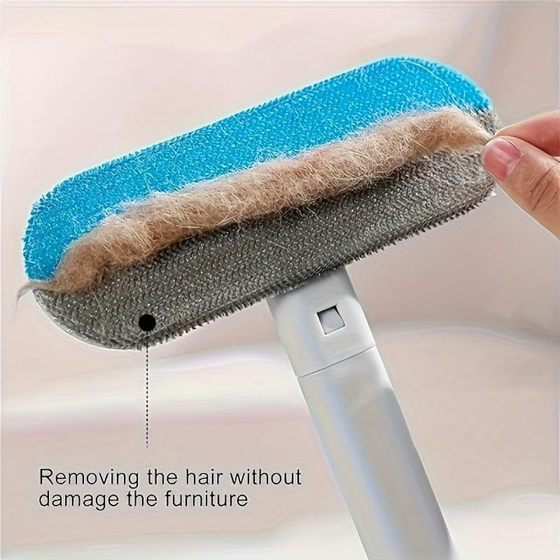Upgraded Reusable Pet Hair Remover Brush – Extra-Long Handle Lint Cleaner for Dog & Cat Hair, Washable Multi-Surface Tool for Furniture, Bedding, Clothes & Car Interiors