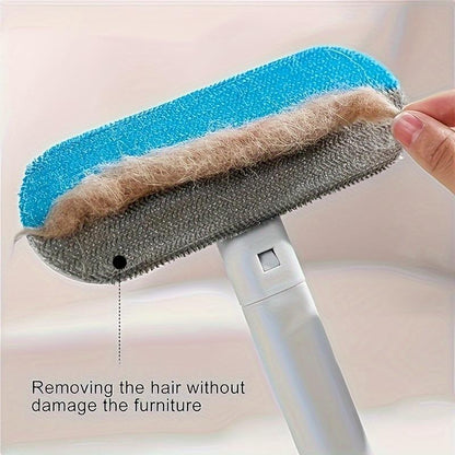 Upgraded Reusable Pet Hair Remover Brush – Extra-Long Handle Lint Cleaner for Dog & Cat Hair, Washable Multi-Surface Tool for Furniture, Bedding, Clothes & Car Interiors