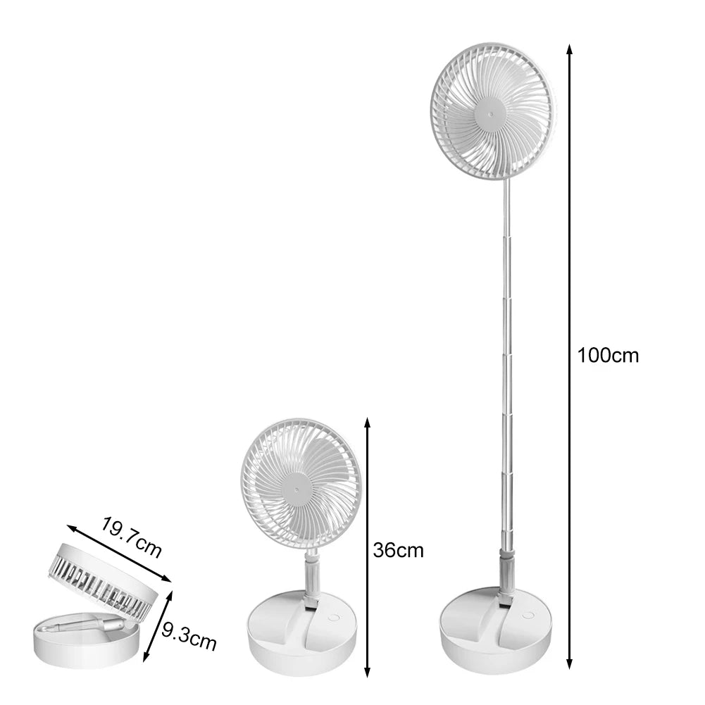 USB Rechargeable Folding Telescopic Floor Fan Mini Summer Mute Silent Desktop Table Fan Ventilador for Office Bedroom Cooler