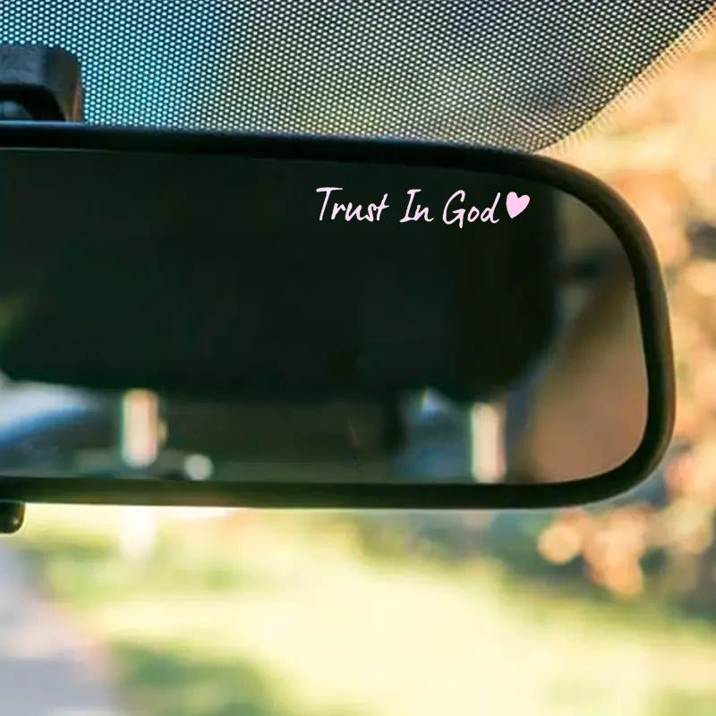 2Pcs Trust in God Car Rearview Mirror Sticker, Car Rearview Mirror Decal, Inspirational Vinyl Sticker, Ideal Christian Gift