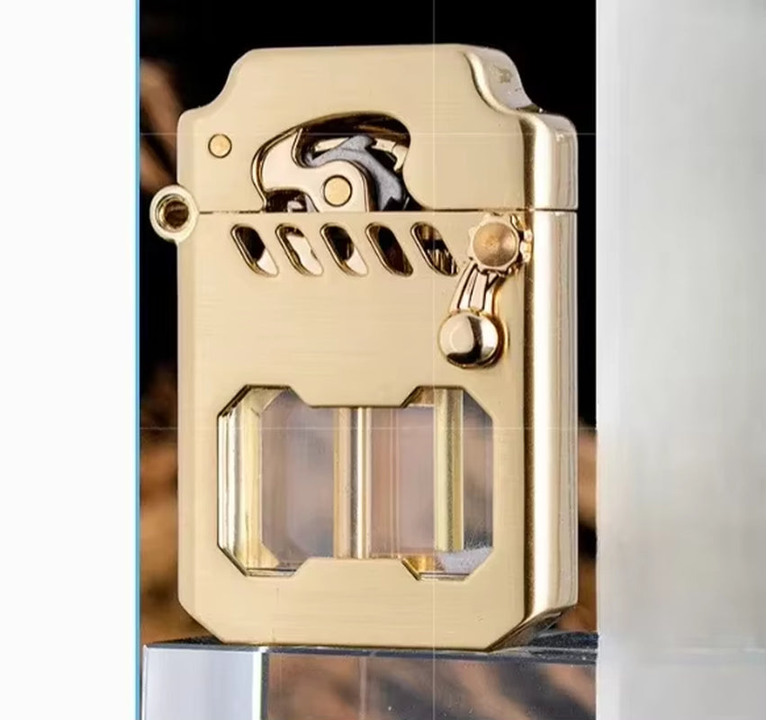 2025  Mecha Transparent Fuel Tank Mechanical Ejection Kerosene Lighter Metal High-Looking Creative High-End Men'S Gifts