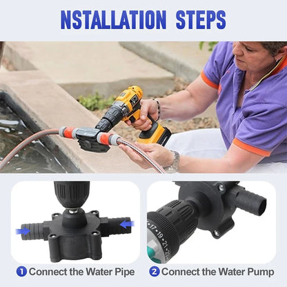Portable Hand Electric Drill Pump Dc Self-Priming Water Pump Household Combination Hardware Tools Pump with Shelves and Fixers