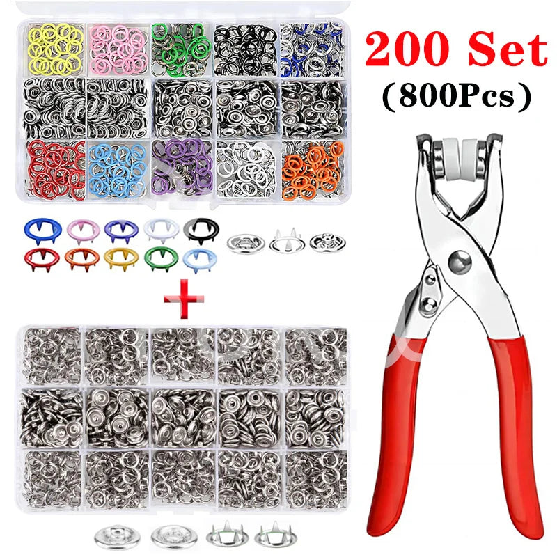 9.5Mm Metal Hollow Five-Claw Snap Button for Installing Clothes Bag Sewing and DIY Craft Hand Pliers Tool