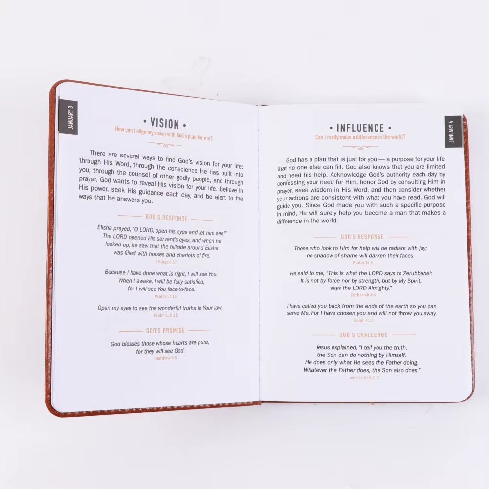 One Minute with God for Men 365 Devotions, Brown Faux Leather Flexcover, Ideal Gift for Dad, Husband, Pastor