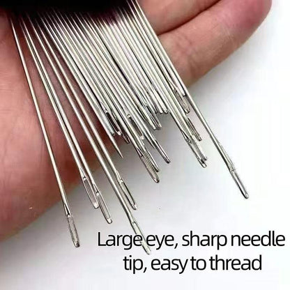 34PCS Big Eye Steel Needles Set - Long & Thin Handmade Quilting & Sewing Needles Kit for DIY Sewing Projects