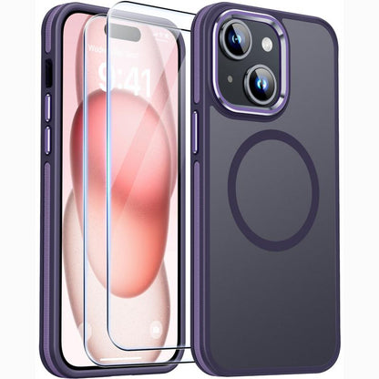 Phone Case for Iphone 15, Protective Cellphone Case with 2 Tempered-Glass Screen Protectors Compatible with Magsafe, Military-Grade Protective Shockproof Slim Fit Phone Case for Iphone 15 Case