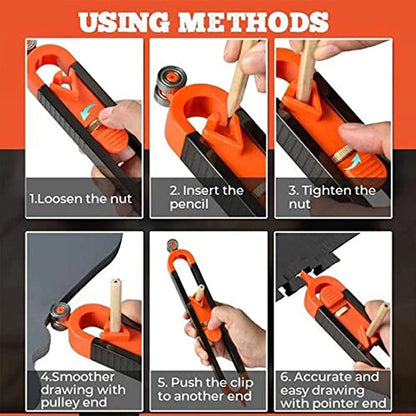 New Profile Scribing Ruler Contour Gauge with Lock Adjustable Locking Precise Woodworking Measuring Gauge Profile Duplicator
