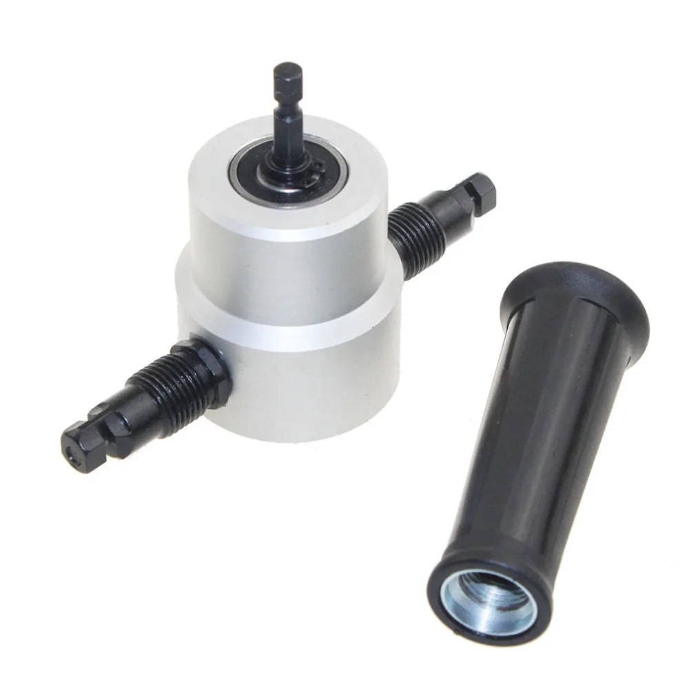 360 Degree Rotary Metal Cutting Double Head Sheet Nibbler Saw Cutter Tool Drill Attachment Free Cutting Tool Nibbler Sheet Metal
