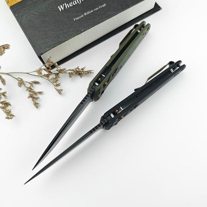 4300BK-02 CLA Utility Button Lock Folding Knife D2 Battlewash Blade G10 Handle Multifunctional Cutlery Tool for Outdoor Fishing Camping EDC