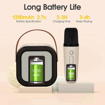 Mini Karaoke Machine with Microphone Sound System, Portable Karaoke Machine with 2 Wireless Microphones, Birthday Gifts for Girls and Children Aged 4-12, Family Gatherings,Tiktokshopbacktoschool