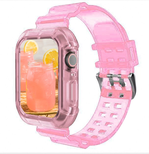 适用于 Apple Watch 表带系列 6 1 2 3 4 5 硅胶透明运动表带适用于 Iwatch 5 4 表带 38 毫米 40 毫米 42 毫米 44 毫米腕带