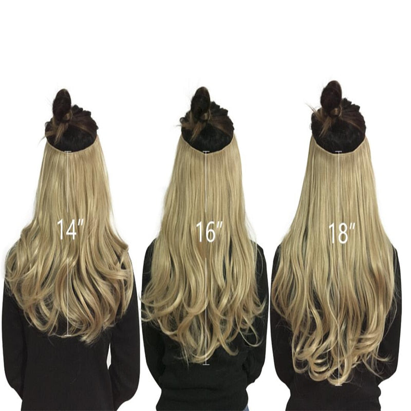 12"14" 16" 18" Wave Halo Hair Extensions Invisible Ombre Bayalage Synthetic Natural Flip Hidden Secret Wire Crown Hair Piece