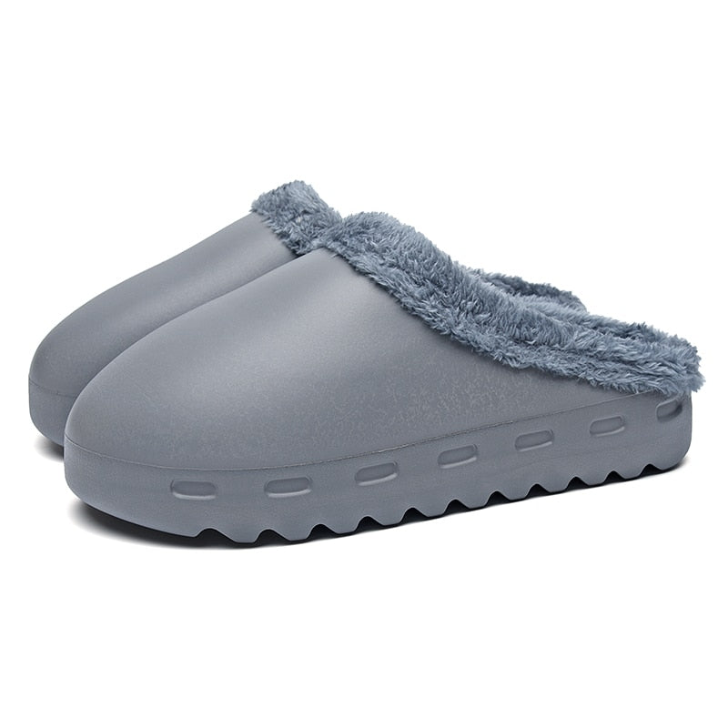 New Winter Women's Cotton Slippers Home Indoor Warm Shoes Men's Plush Flat Soft Cotton Shoes Unisex Non-slip Waterproof Slides