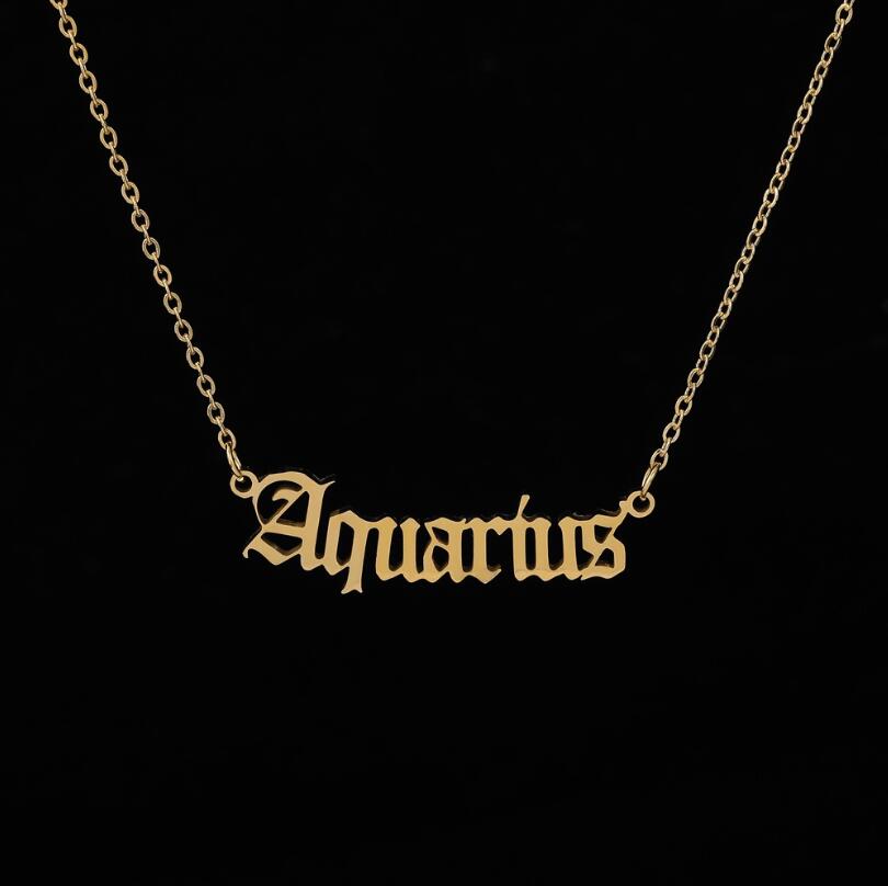 2020 New Constellation Zodiac Necklaces Jewelry for Women Antique Style Designed Letter Taurus Aries Necklaces Collier