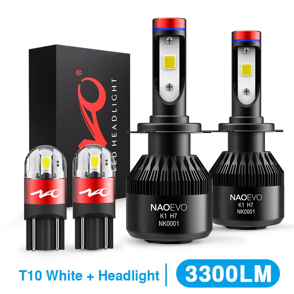 NAO H7 led Headlights H4 LED Bulb Car H11 H9 H1 H3 HB4 HB3 9005 9006 H8 H27 9004 H13 881 880 72W 8000LM 12V light White 6000K K1