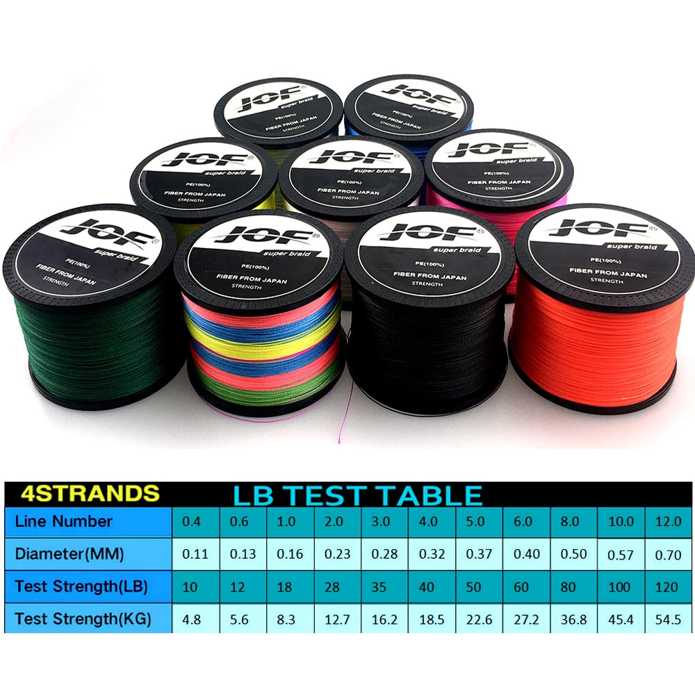 Yellow - New Brand Woven wire 1000M-100M PE Braided Fishing Line 4 strands 18 28 35 40 50 60 80LB 120LB Multifilament Fishing Line