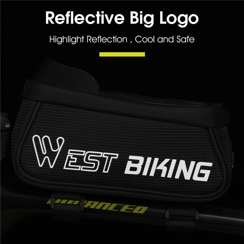 WEST BIKING Bicycle Bag Sensitive Touch Screen Bike Phone Bag Front Frame Reflective MTB Road Cycling Accessories Panniers