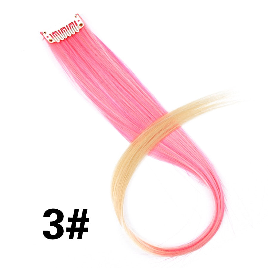 Alileader Clip On Hair Extension 57Color Ombre Straight Hair Extension Clip In Hairpieces High Temperature Faber Hair Pieces