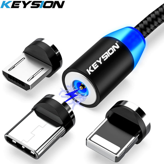 KEYSION LED 磁性 USB 线 快速充电 C 型线 磁铁充电器 数据充电 Micro USB 线 手机线 USB 线
