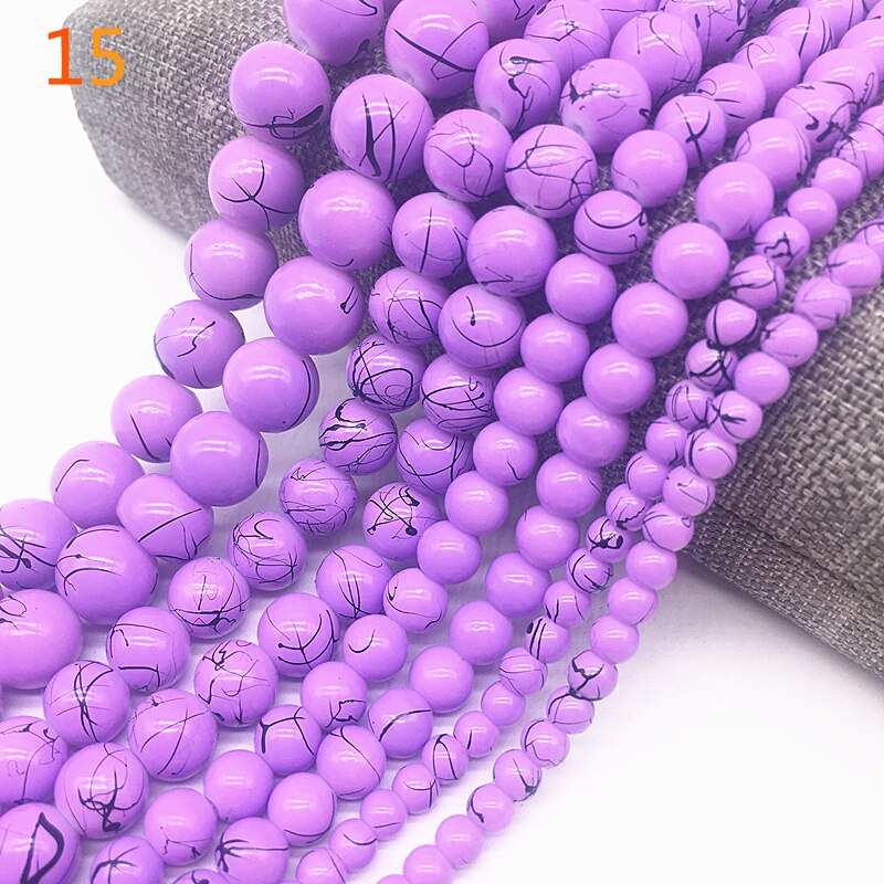 Wholesale 4/6/8/10mm Salad Glass Beads Loose Spacer Painted Charm For Jewellery Making Diy Bracelet &Necklace