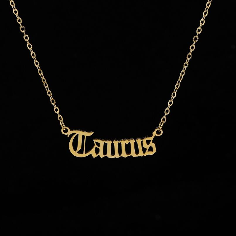2020 New Constellation Zodiac Necklaces Jewelry for Women Antique Style Designed Letter Taurus Aries Necklaces Collier