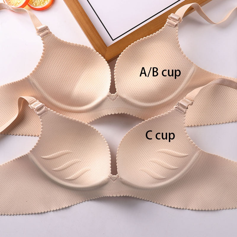 Sexy Deep U Cup Bras For Women Push Up Lingerie Seamless Bra Bralette Backless Bras Intimates Underwear Hot - Style 1 Beige