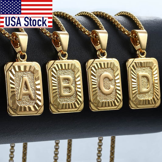 Initial Letter Pendant P Charm Yellow Gold Color Letter Necklace For Women Men Letter Name Jewelry Gift Dropshipping GPM05D