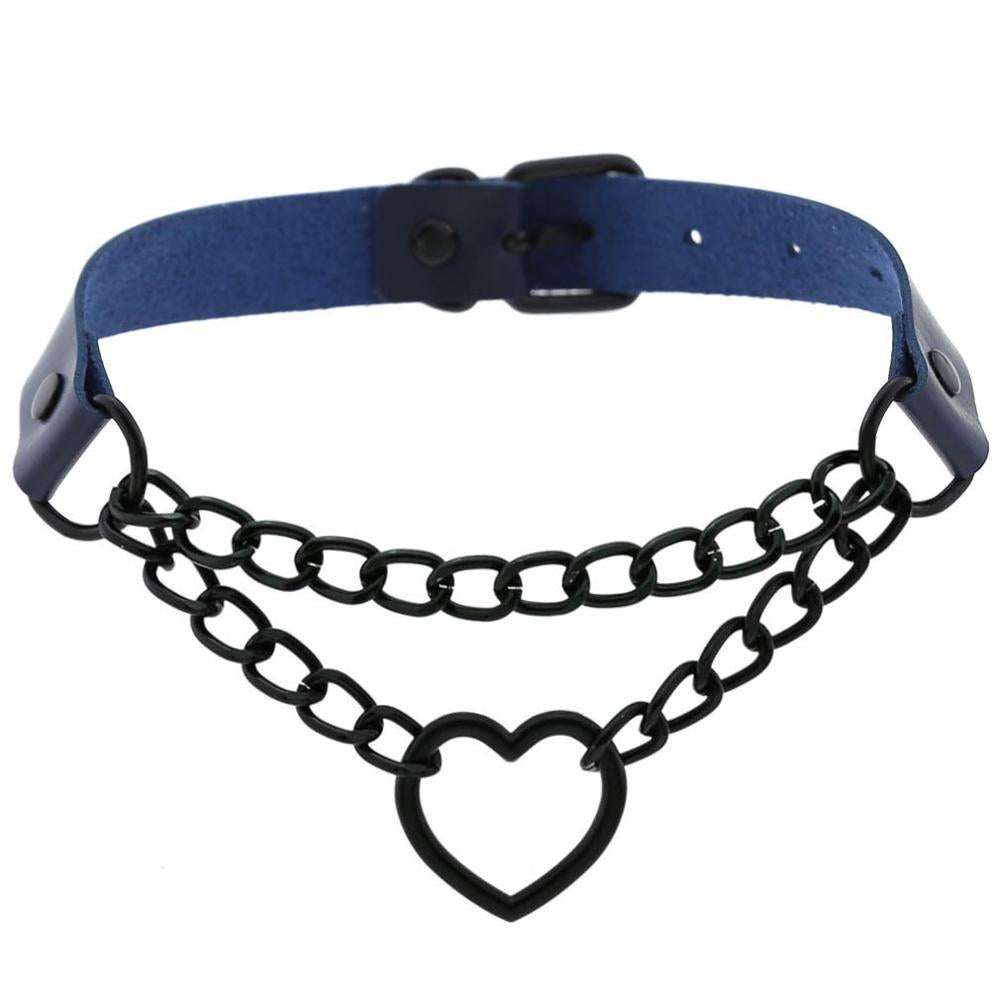 Heart Choker With Chain Goth Collar For Girls Grunge Punk Cute Kawaii Cosplay Necklace Egirl Chocker  Harajuku Accessories
