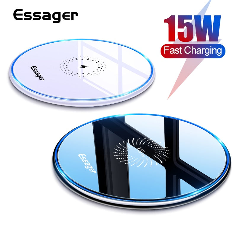 Essager 15W Qi Wireless Charger For iPhone 12 11 Pro Xs Max Mini X Xr 8 Induction Fast Wireless Charging Pad For Samsung Xiaomi