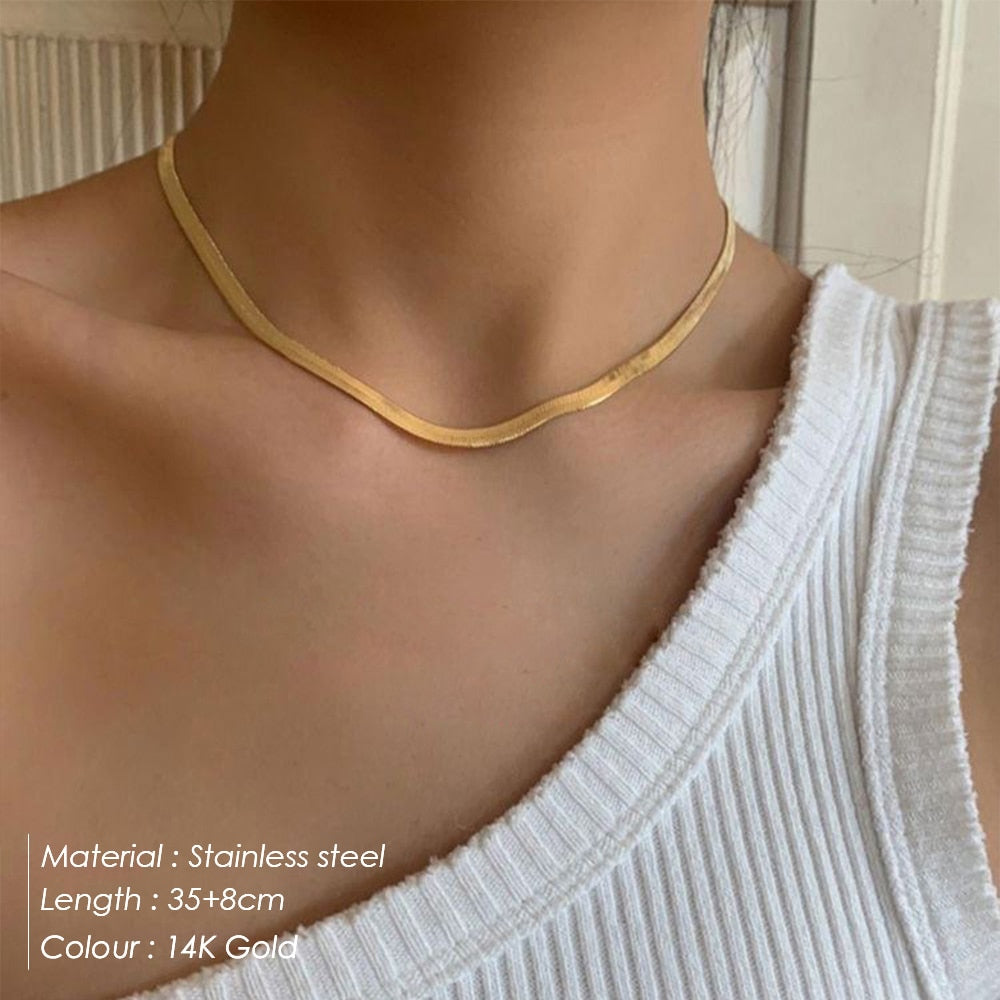 eManco Aesthetic Gold Stainless Steel Necklace Snake Chain Choker Necklace Women Necklaces for women Wholesale Jewelry