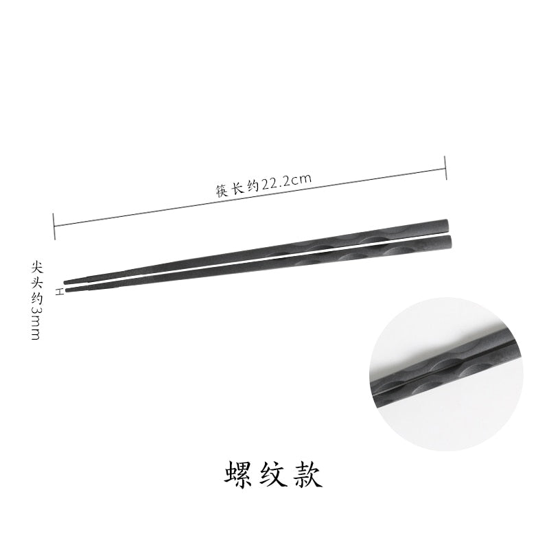 2双装中式创意合金筷子日式尖头筷子餐具防滑家用筷子
