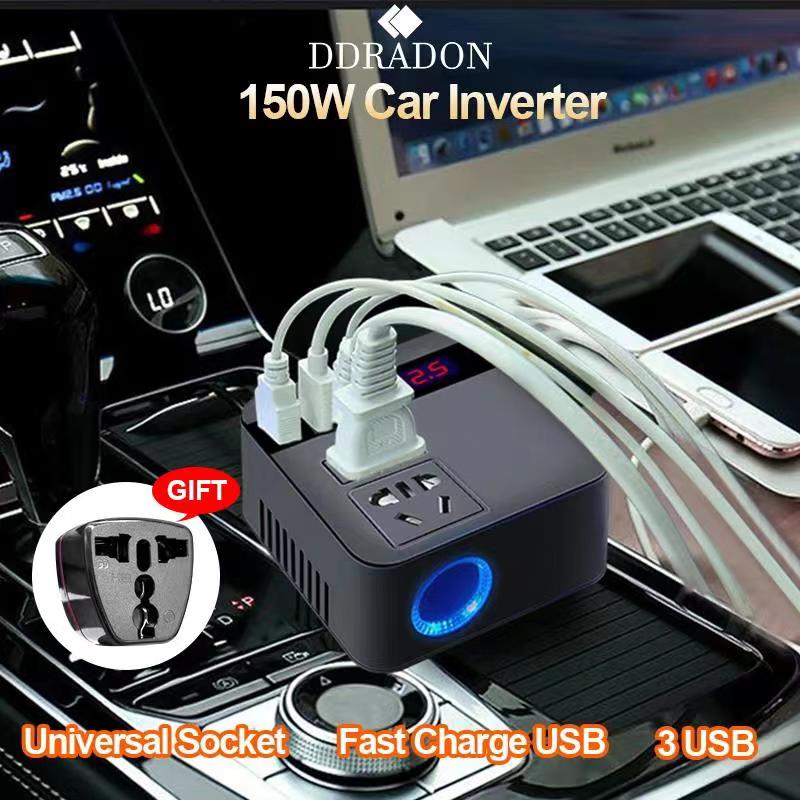 150W Car Power Inverter 12V to 220V and 110V Digital Voltage Transformer Power Converter Modified Sine Wave Universal Socket