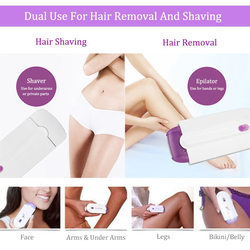 Women Laser Rechargeable Epilator Remover Smooth Touch Hair Removal Instant Pain Free Razor Sensor- Light Technology Hair Remove