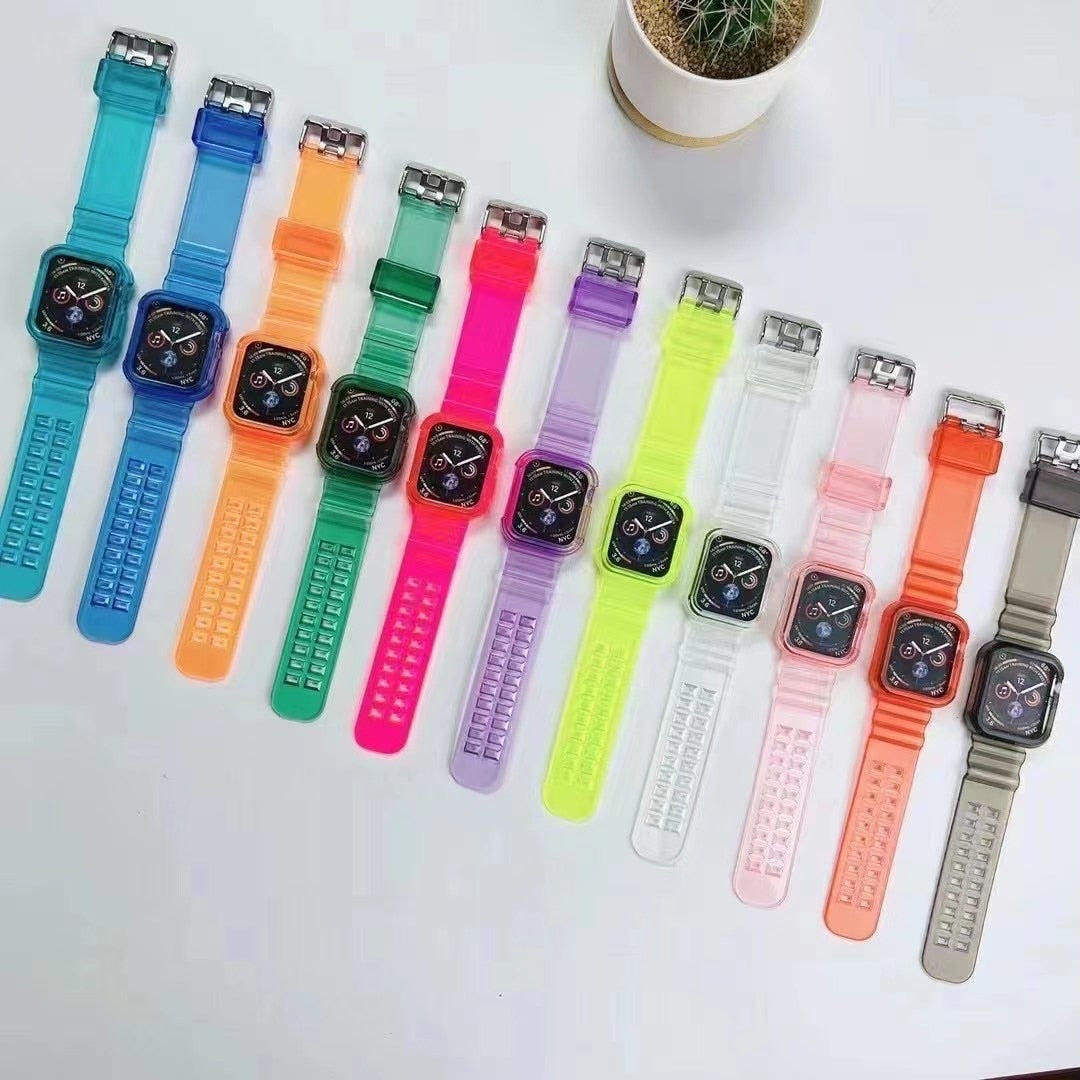 Newest Sport Strap for Apple Watch Band Series 6 1 2 3 4 5 silicone Transparent for Iwatch 5 4 Strap 38mm 40mm 42mm 44mm wirst