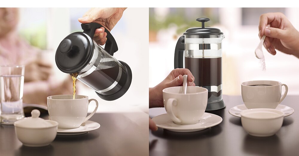 法式压滤咖啡/茶冲泡器 咖啡壶 咖啡壶 水壶 1000ML 不锈钢玻璃保温瓶 咖啡师工具 咖啡壶