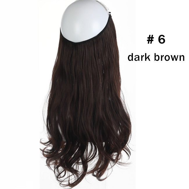12"14" 16" 18" Wave Halo Hair Extensions Invisible Ombre Bayalage Synthetic Natural Flip Hidden Secret Wire Crown Hair Piece