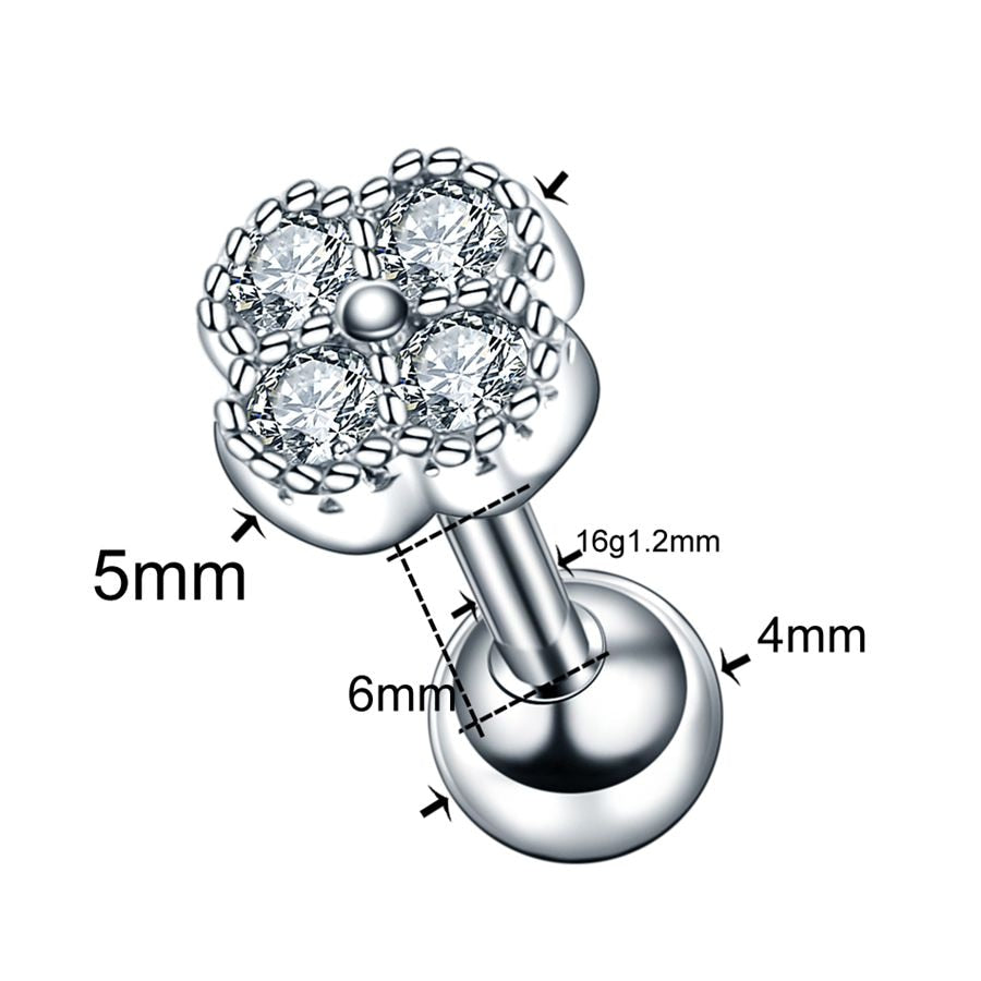 1PC Steel Ear Tragus Cartilage Piercing Crystal Flower Conch Lobe Earrings Barbell Piercing Orelha Ear Stud Helix Sexy Jewelry