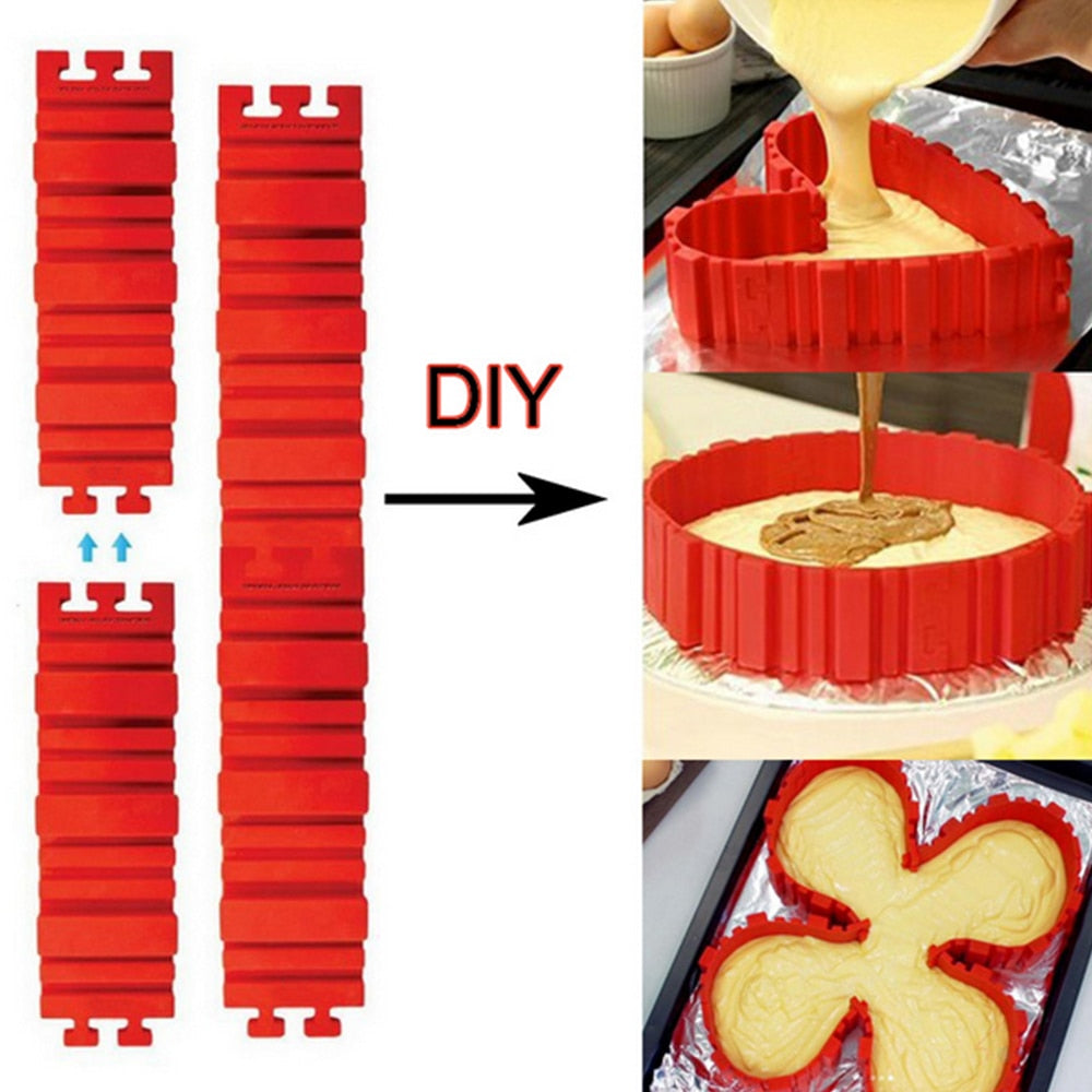 4Pcs/Set Magic Cake Mold Multi Style DIY Puzzle Silicone Mold Bread Cake Pan Cake Mold Silicone Form Baking Tool