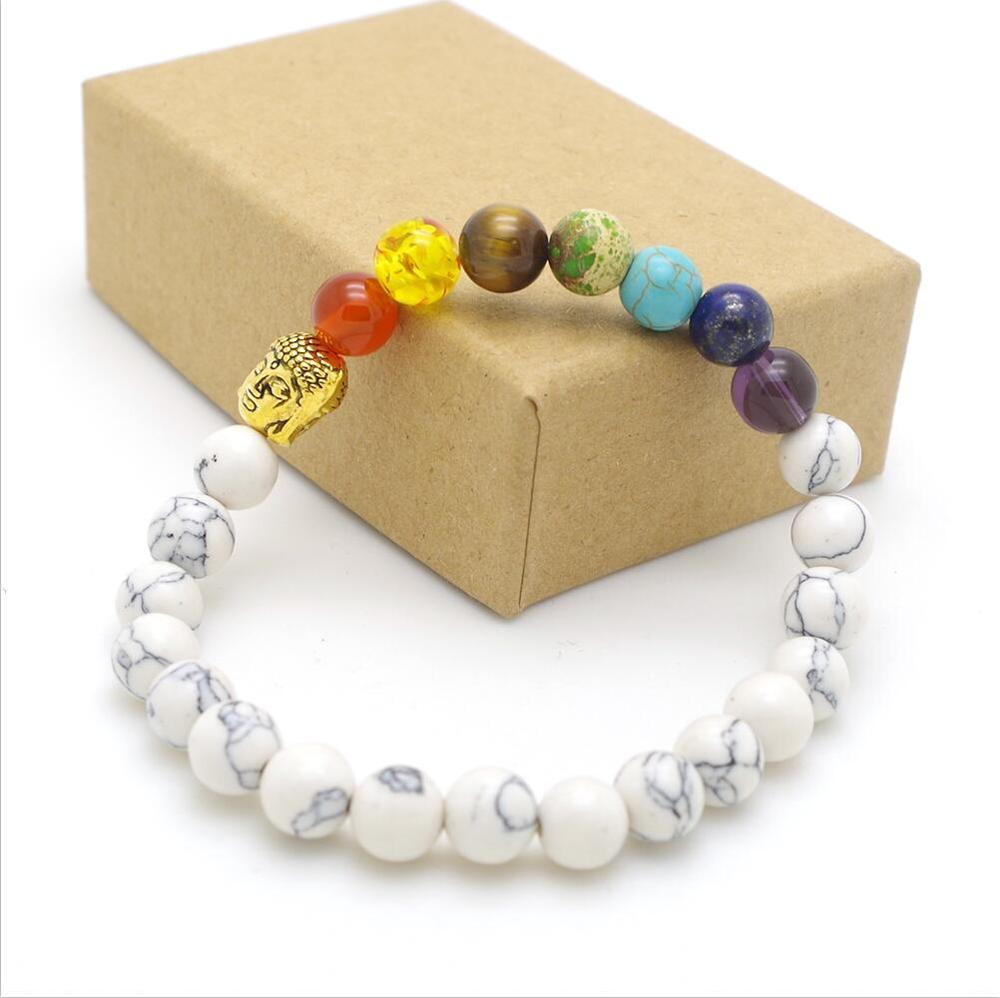 Mens Womens 7 Chakra Mixed Stone Healing Chakra Pray Mala Bracelet Lava Rock DIY Beads Jewelry Balancing Bracelets