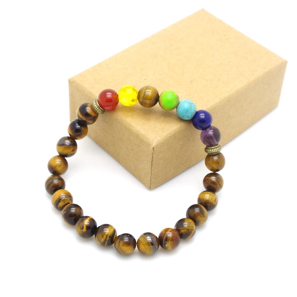 Mens Womens 7 Chakra Mixed Stone Healing Chakra Pray Mala Bracelet Lava Rock DIY Beads Jewelry Balancing Bracelets