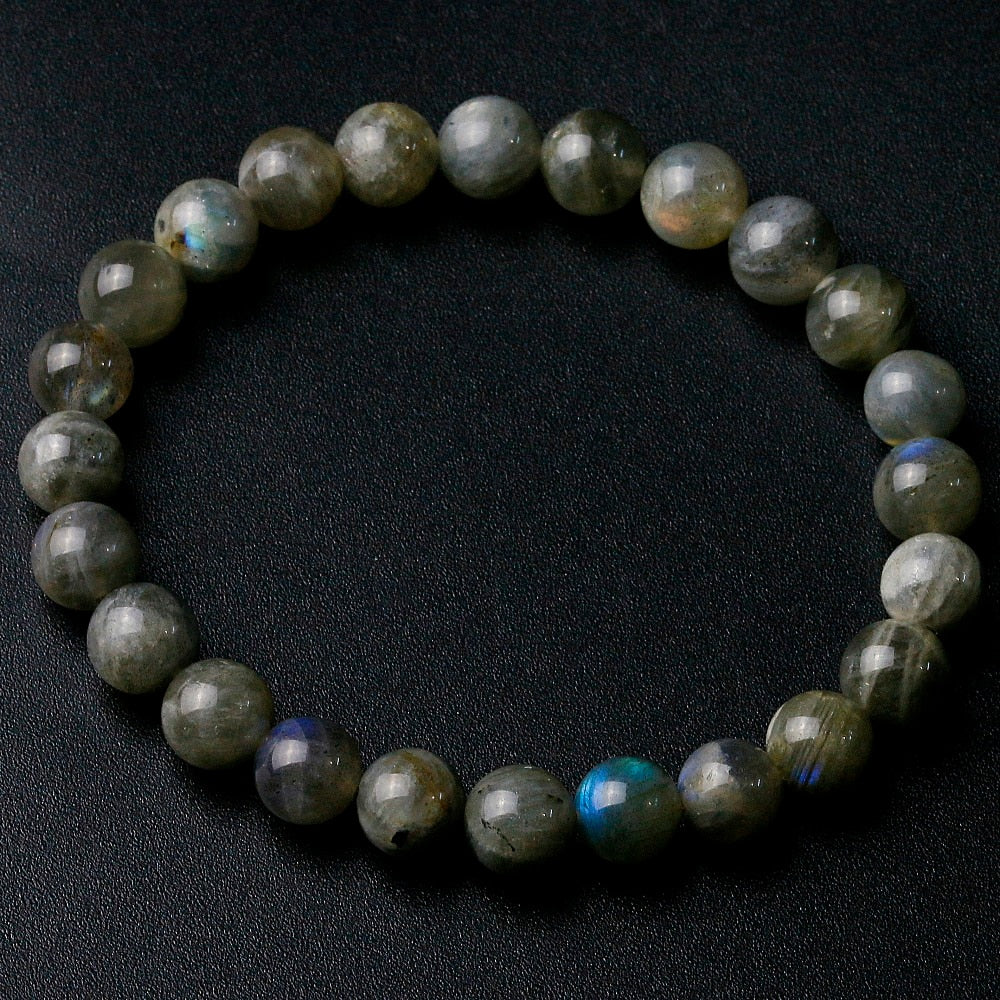 Grade A Natural India Labradorite Stone Round Beaded 8mm Lucky Gray Blue Stone Women Men Bracelet New Charm Jewelry Gift