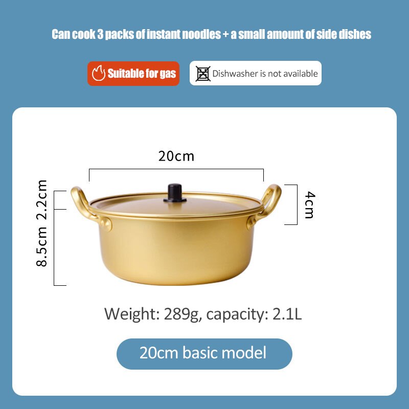 Korean Style Golden Ramen Noodles Pot  Instant Noodle Pot Aluminum Soup Pot with Lid Milk Egg Cooking Pot Kitchen Cookware