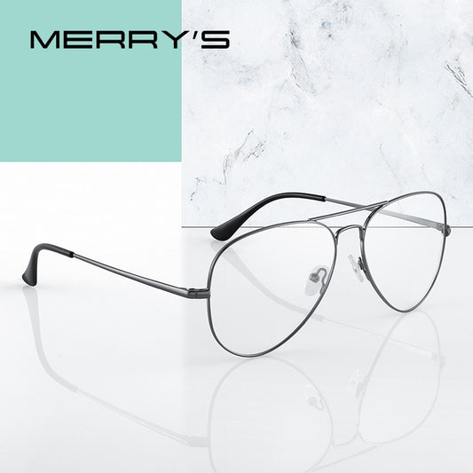 MERRYS DESIGN 男士经典飞行员眼镜框女士时尚近视处方眼镜架光学眼镜 S2489 