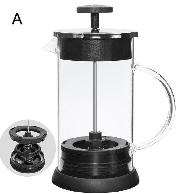法式压滤咖啡/茶冲泡器 咖啡壶 咖啡壶 水壶 1000ML 不锈钢玻璃保温瓶 咖啡师工具 咖啡壶