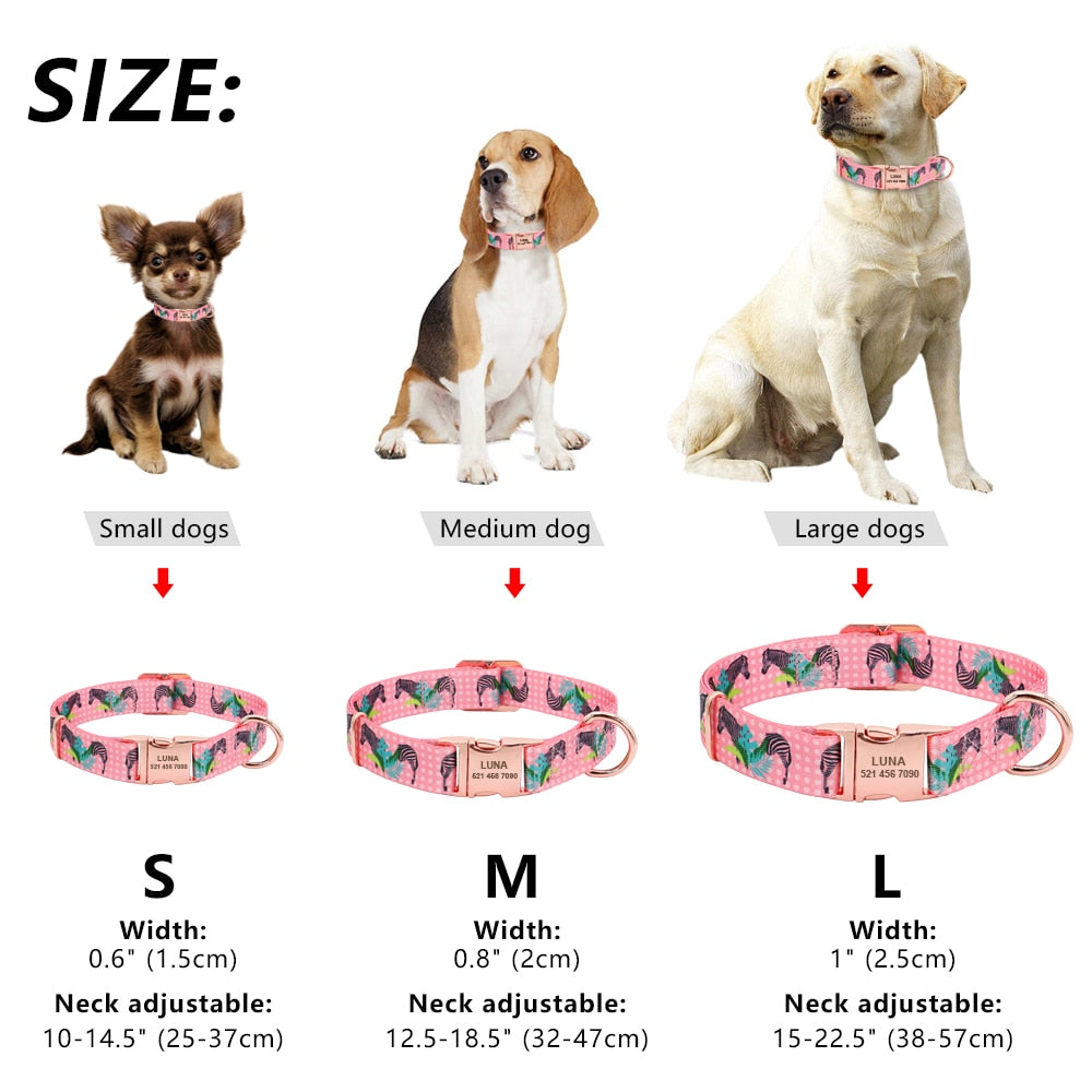 Dog Collar Personalized Custom Nylon Pet Dog Tag Collar Engraved Puppy Cat ID Tag Nameplate Collars For Small Medium Large Dogs